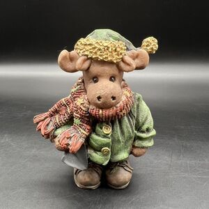 Jubilee Giftware Christmas Moose Hat Scarf Pet Figurine 5" Glitter